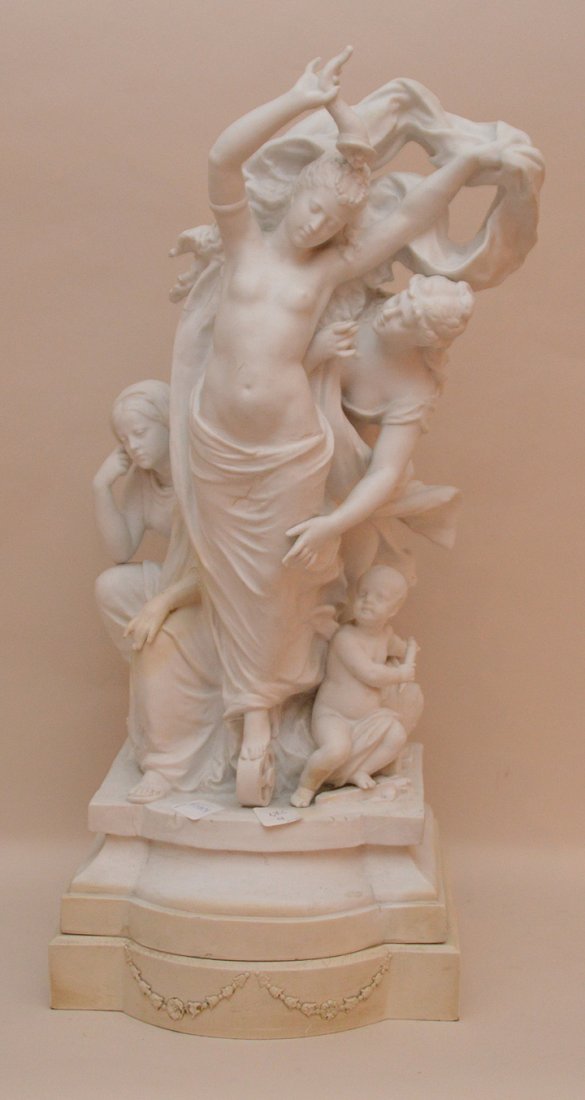 Porcelain statue with 4 figures, "Lecomey Eb Paris", (1 of 8)