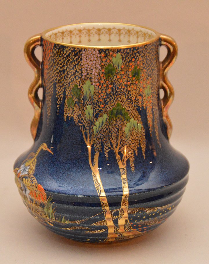 Carletonware lustre with blue and gold décor vase, 5"h (1 of 4)
