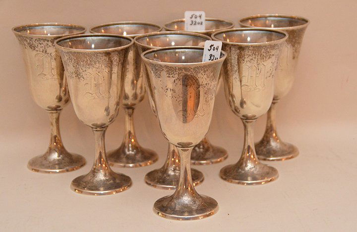 8 sterling goblets, 32ozt, 6 3/4"h (1 of 6)