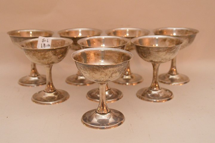 8 sterling sherbets, 18ozt, 4 1/2"h: 8 sterling sherbets, 18ozt, 4 1/2"h