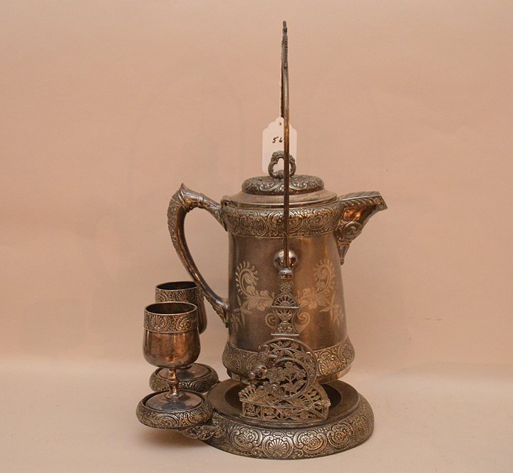 Victorian silver plate kettle on stand with 2 Barbour (1 of 9)