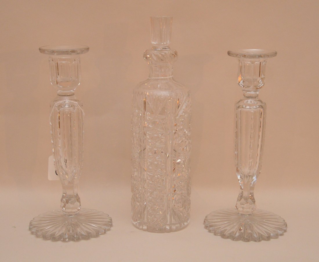 Fine pair of cut glass candlesticks (10"h) AND cut (1 of 2)