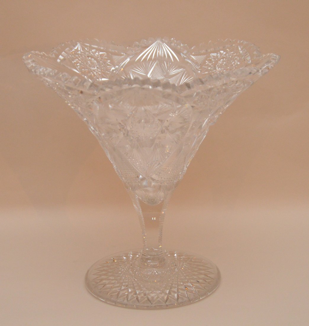 Fine American brilliant cut glass compote, 9 1/4"h (1 of 3)