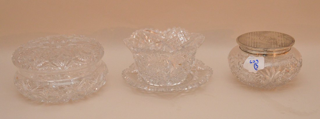Cut glass on glass two piece dresser box (2 7/8"h x 5 (1 of 4)