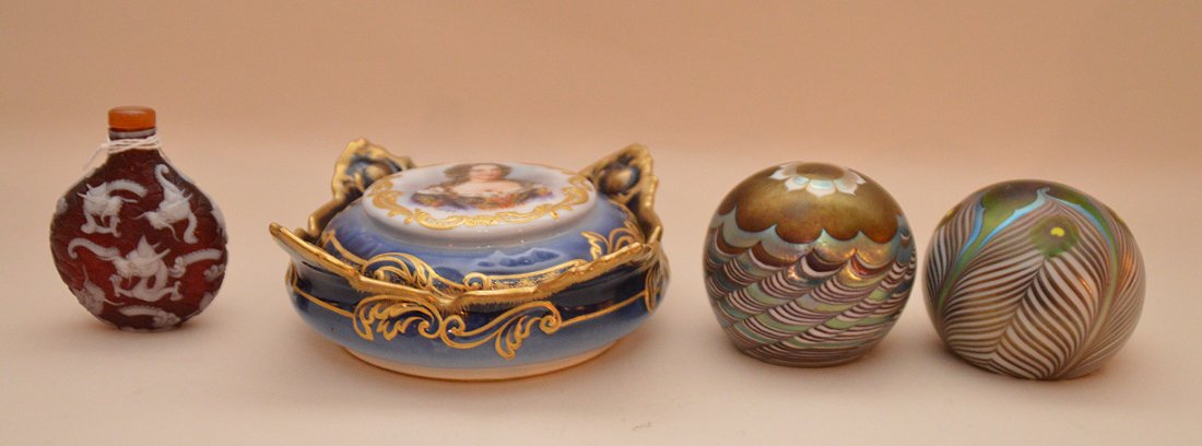 Cobalt blue covered box with portrait on lid, artist (1 of 7)