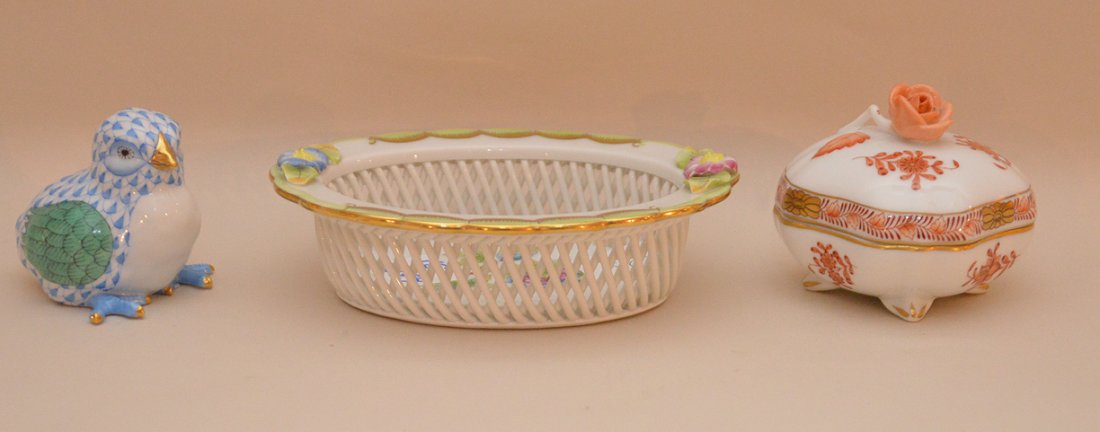 Herend covered box with rose finial (2 1/2"h x 2 (1 of 4)