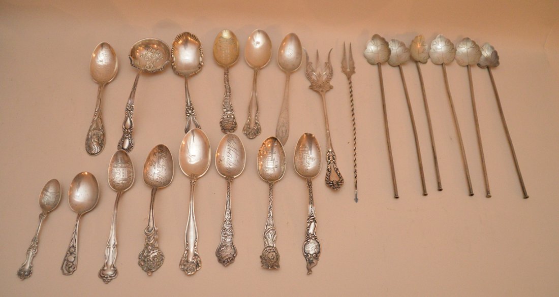 Assorted sterling silver souvenir spoons, forks, hollow (1 of 7)