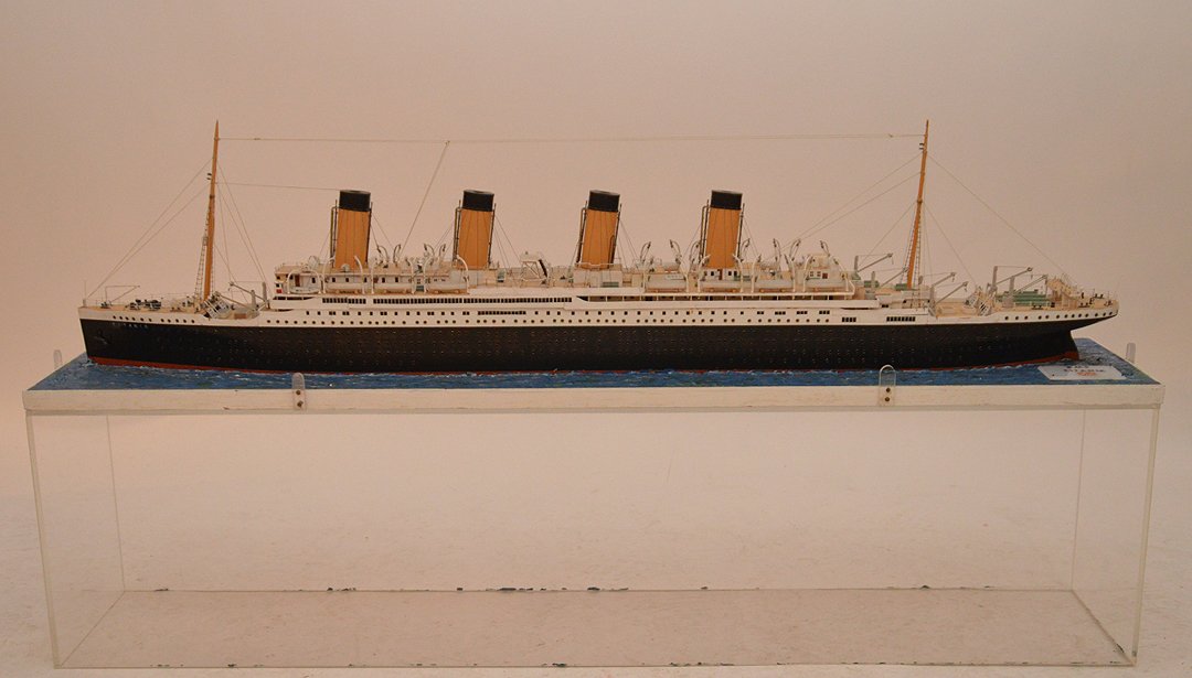 Vintage wood ships model "RMS Titanic", 11"h x 50"w x (1 of 10)