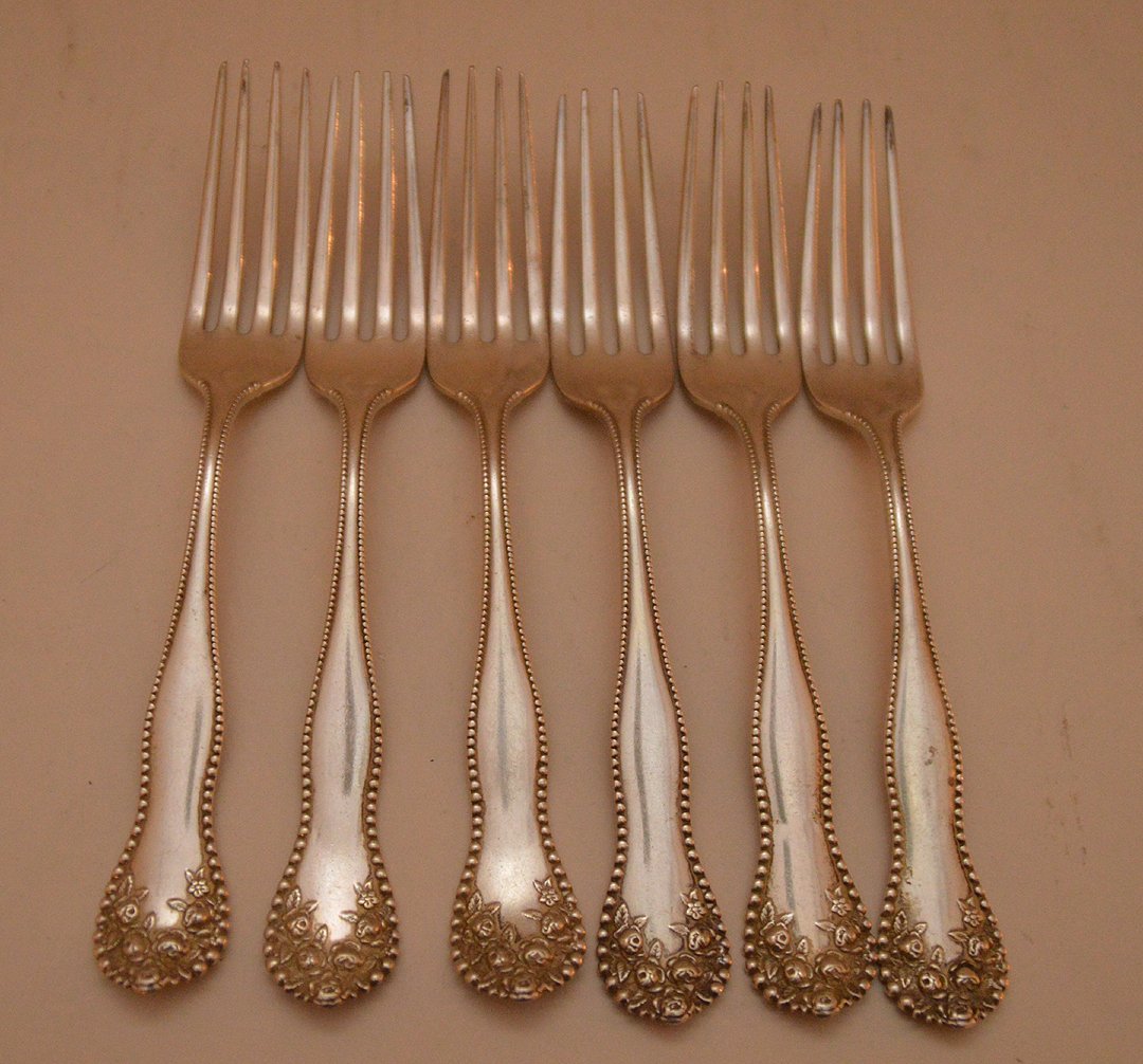 6 sterling forks, 10ozt, 7 1/2"L (1 of 3)