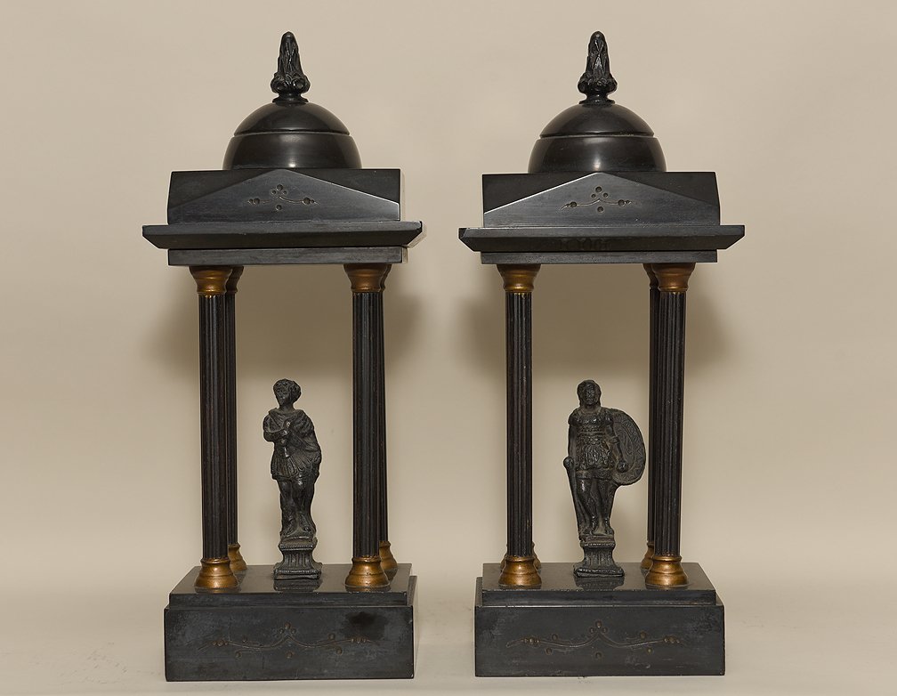 Pair Grand Tour bronze and marble figures,14" ht (1 of 10)