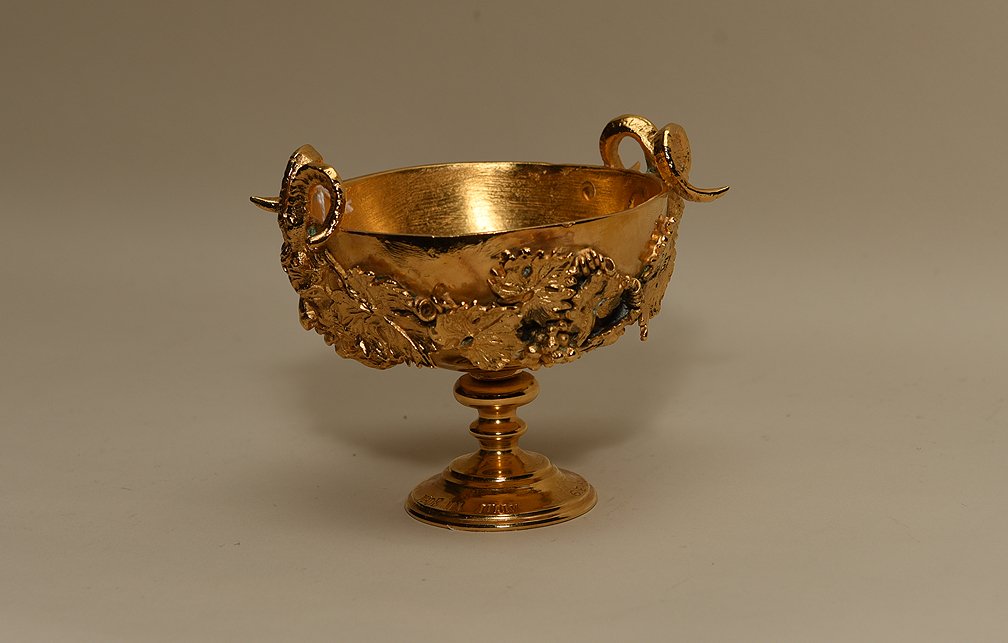 Gilt bronze goblet. "Made in Italy" 4 1/4" ht 4 3/4" w (1 of 6)