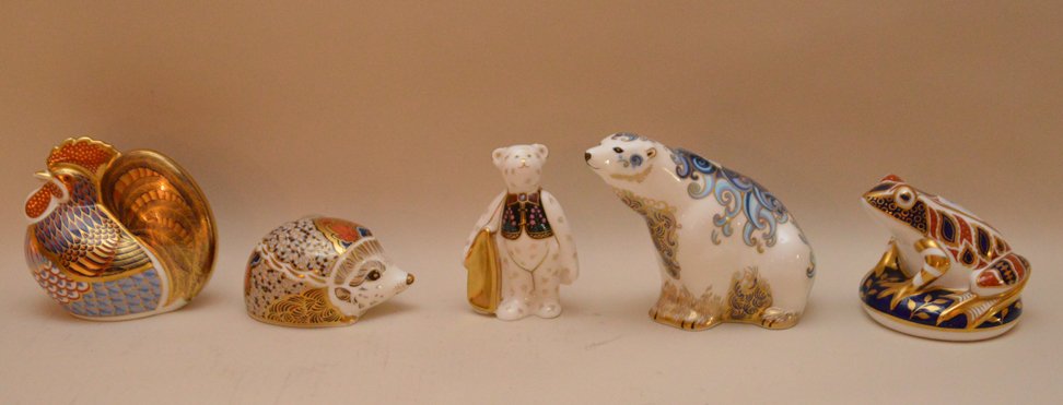 5 Royal Crown Derby animals, incl; polar bear (4"h), (1 of 6)
