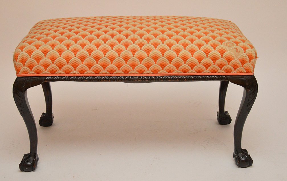 Mahogany Chippendale bench, ball & claw feet, 21"h x (1 of 3)