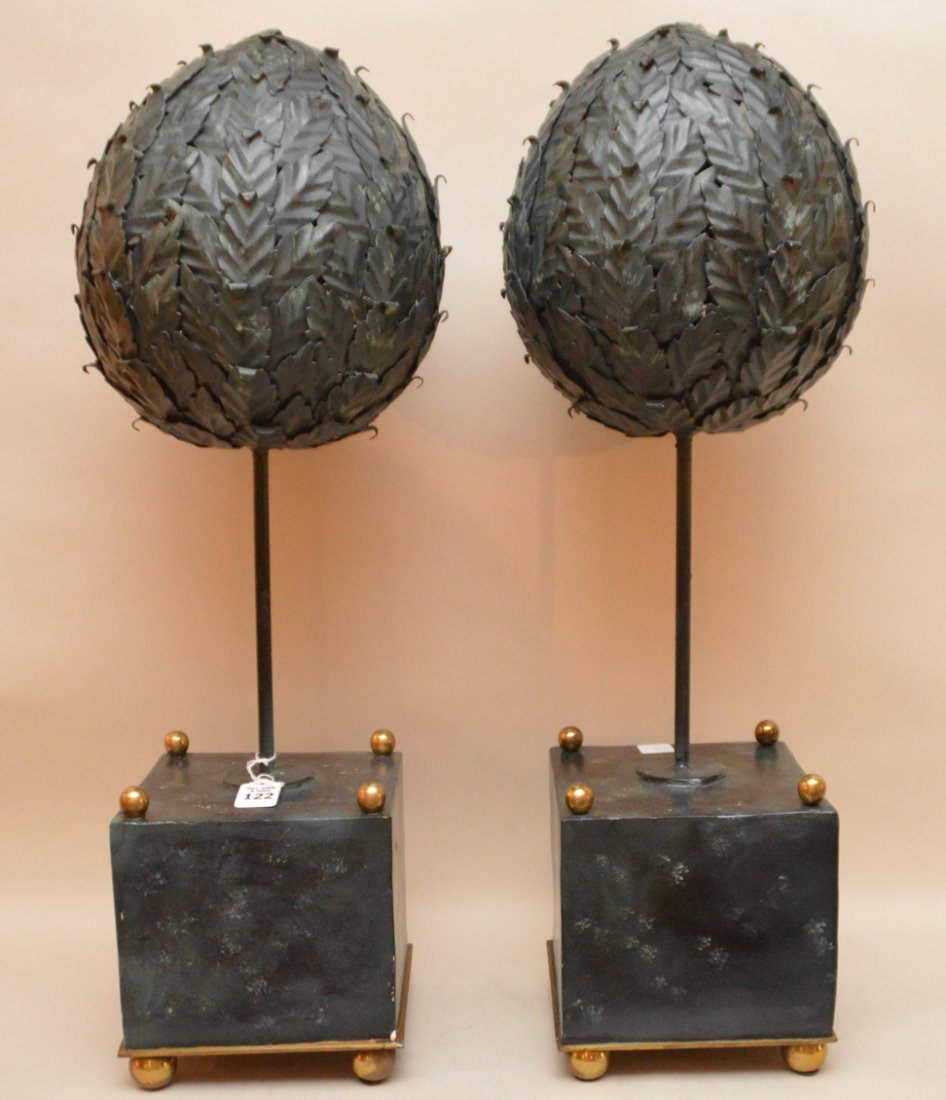 La Barge Italian hand painted green metal leaf topiary (1 of 5)