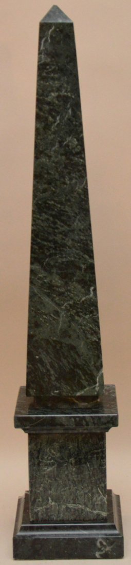 Italian green veined marble obelisk, 18 1/2"h x 3 (1 of 5)