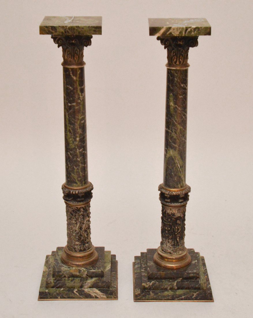 Pair of antique silvered bronze and marble columns, 27 (1 of 3)
