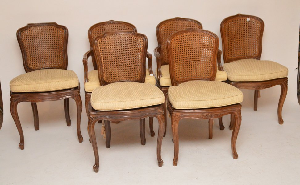 6 double caned backed French carved walnut chairs, 2 (1 of 5)