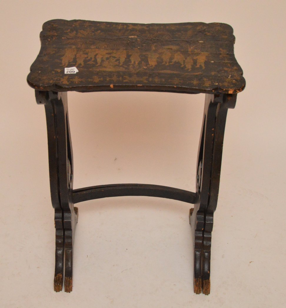 Nest of two 19th c. paper mache tables, all over (1 of 6)