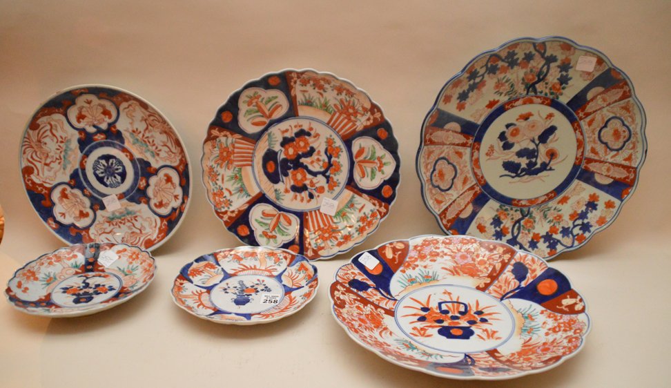 Group of six 19th c. Japanese Imari porcelain chargers (1 of 6)
