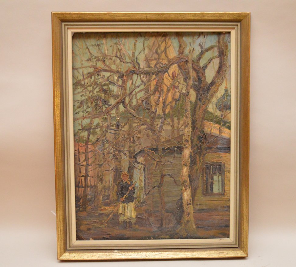 American possibly Louis Bosa, Winter Scene, oil on (1 of 4)