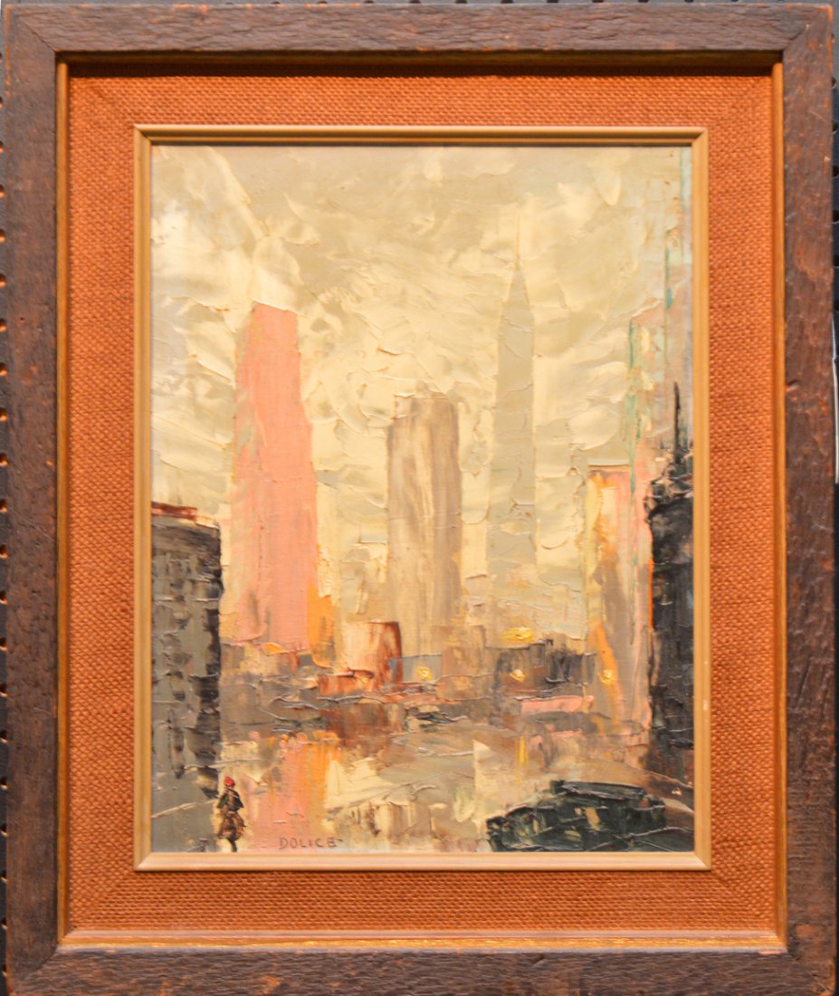 Leon Dolice  (American 1892 - 1960) oil on board, NYC (1 of 5)