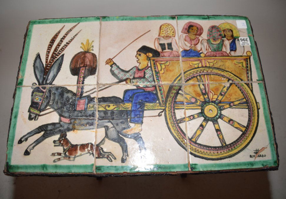 Iron Mizner style tile top table, some fancy iron work (1 of 3)