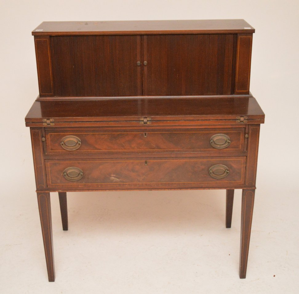 Mahogany tambour style ladies writing desk (top needs (1 of 4)