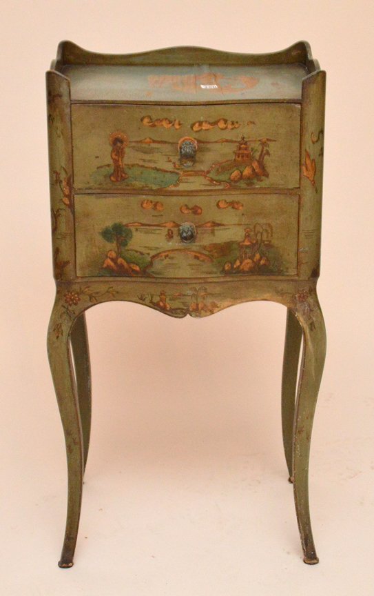 Single 2 drawer painted oriental motif stand, 34"h x (1 of 7)