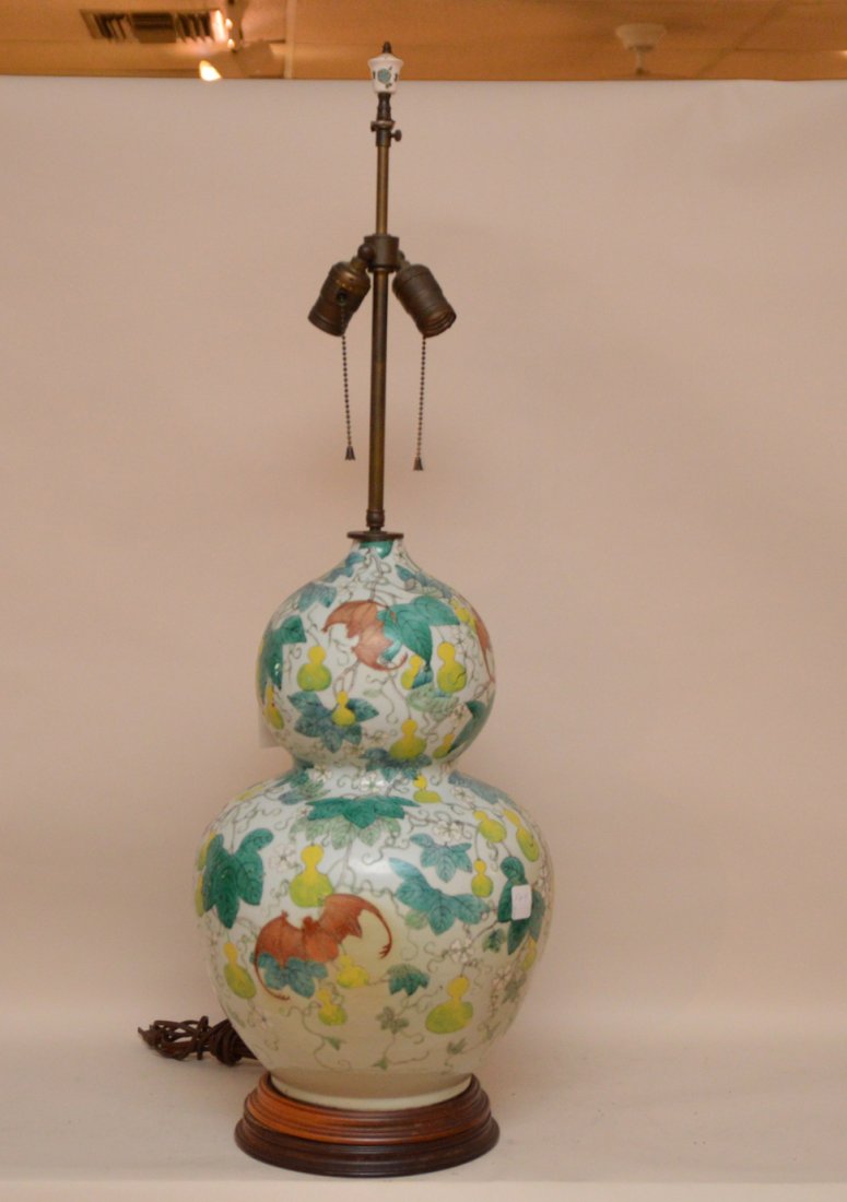 Chinese porcelain lamp, 20 1/2"h (35"h overall) (1 of 5)