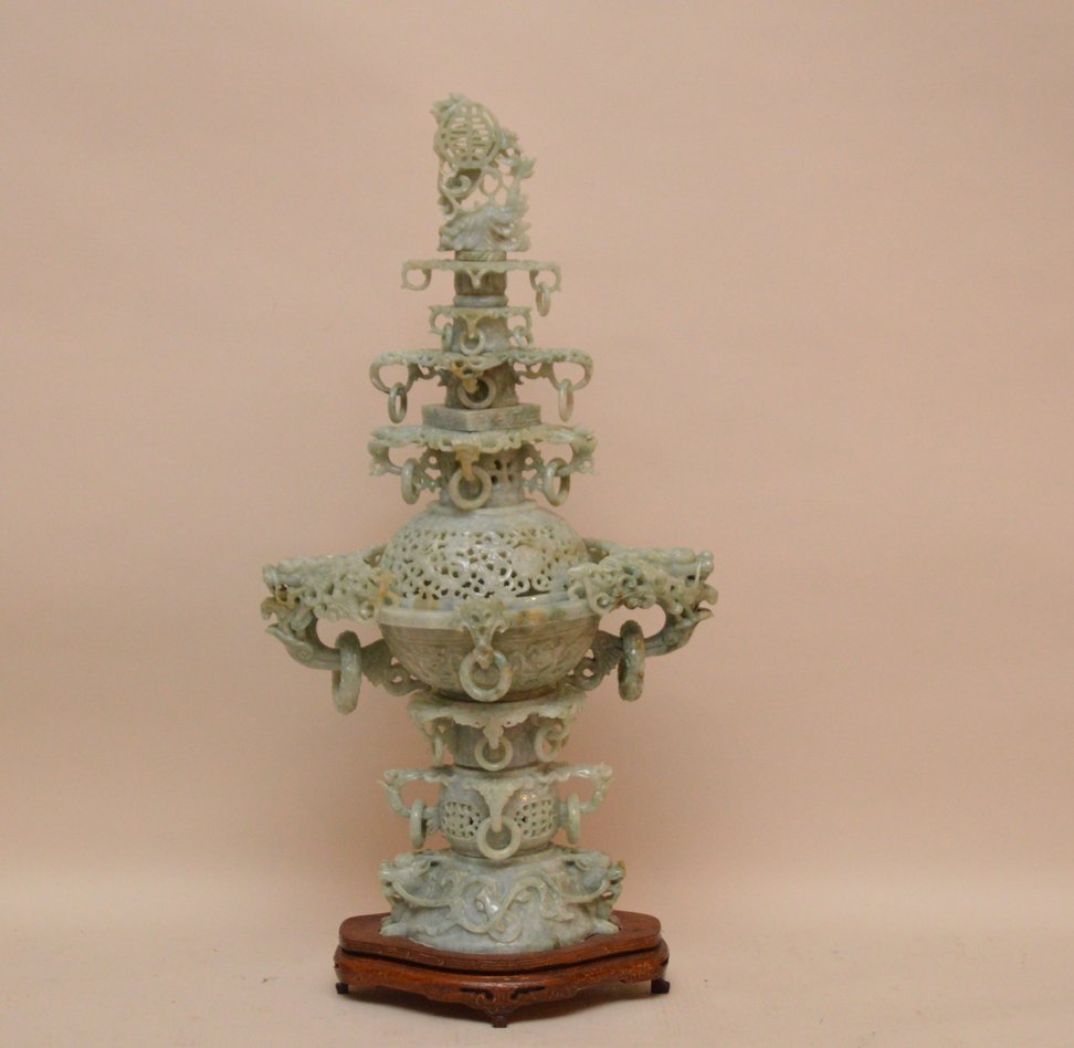 Chinese Incense burner, 19" x 10" (1 of 5)