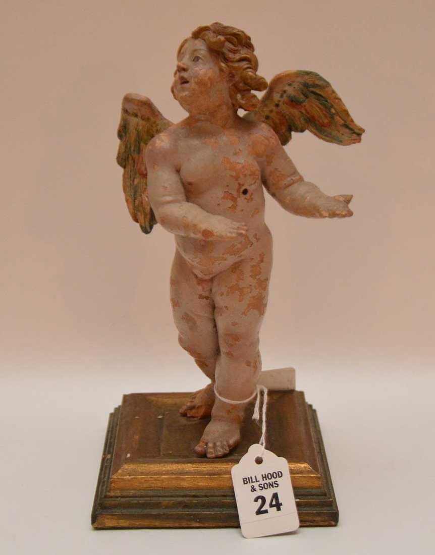19th Century Carved Wood Angel.  Ht. 9 1/2" (1 of 6)