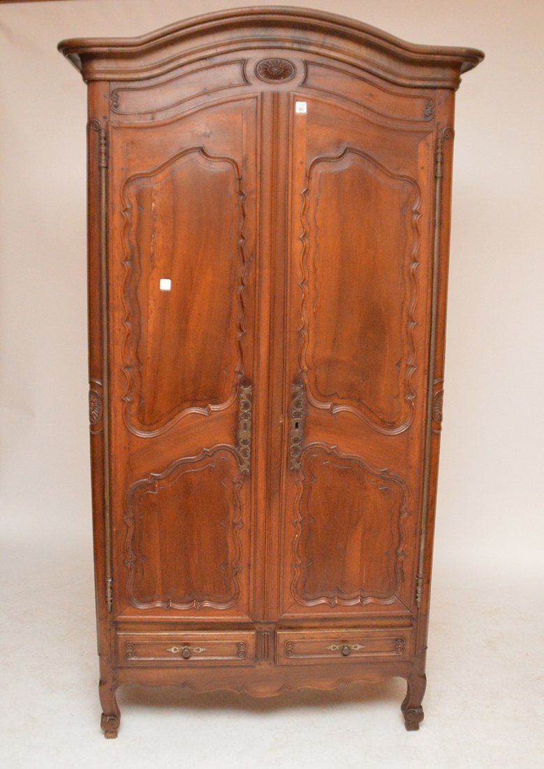 18th c. French walnut diminutive armoire 2 carved doors (1 of 8)