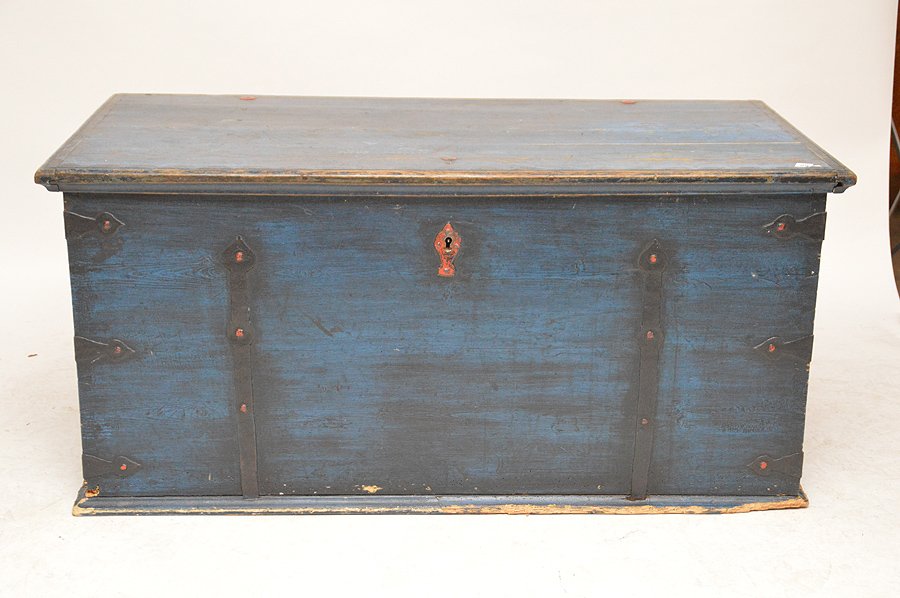 Scandinavian painted 19th c. blanket chest, 23"h x 50 (1 of 5)