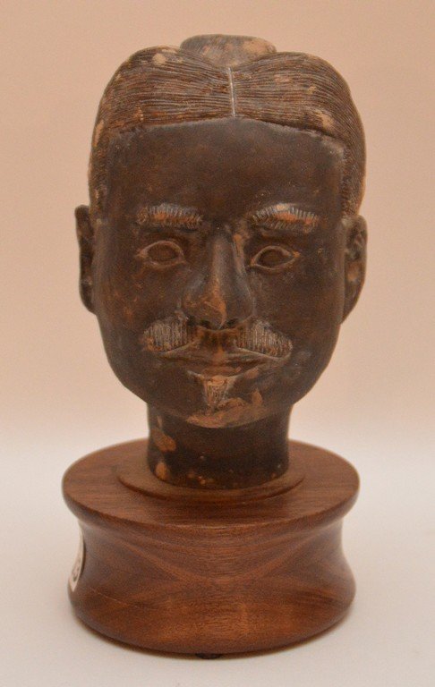 Chinese Terra Cotta Bust mounted on a wood stand.  Ht. (1 of 6)