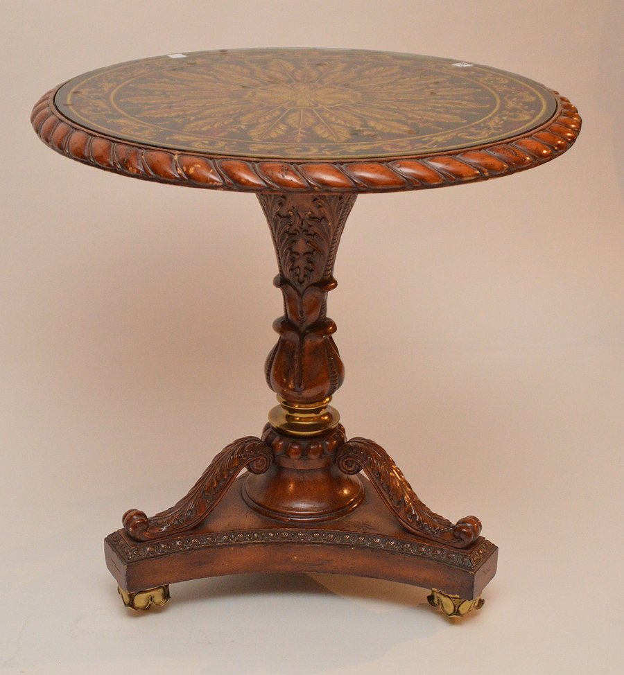 Maitland Smith round carved occasional table on center (1 of 6)