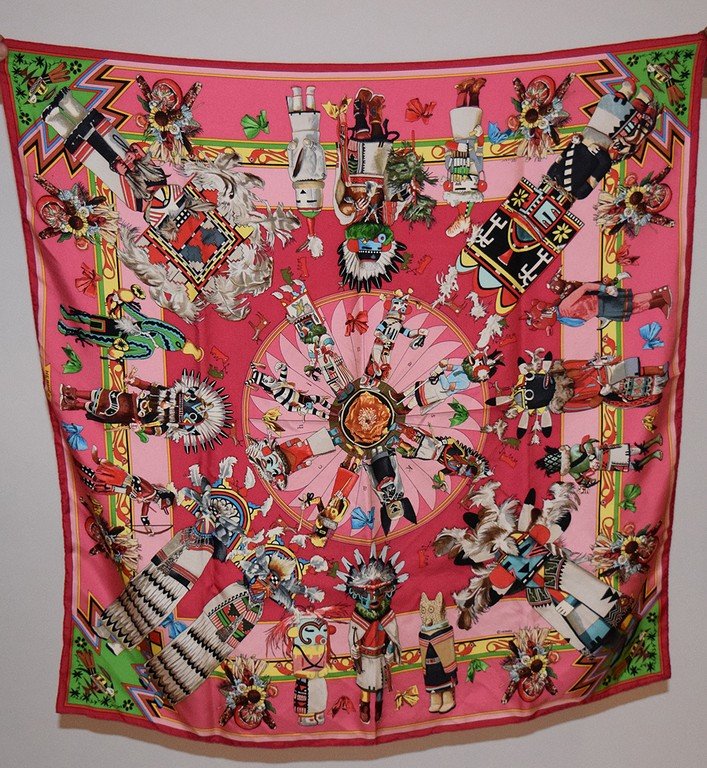 Hermes Native American Kachinas" silk scarf (1 of 3)