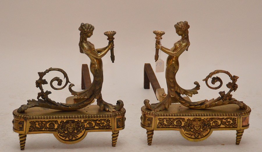 Pair of bronze figural andirons (1 of 4)
