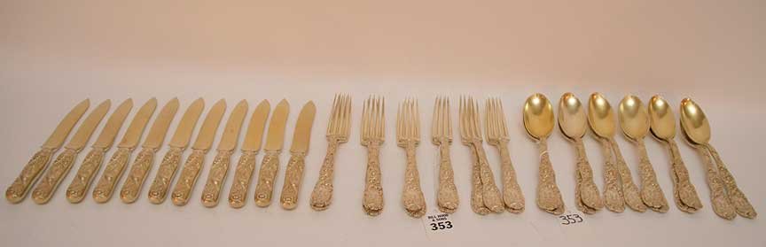 35 Pieces Tiffany Chrysanthemum Flatware Date Mark "M" (1 of 7)