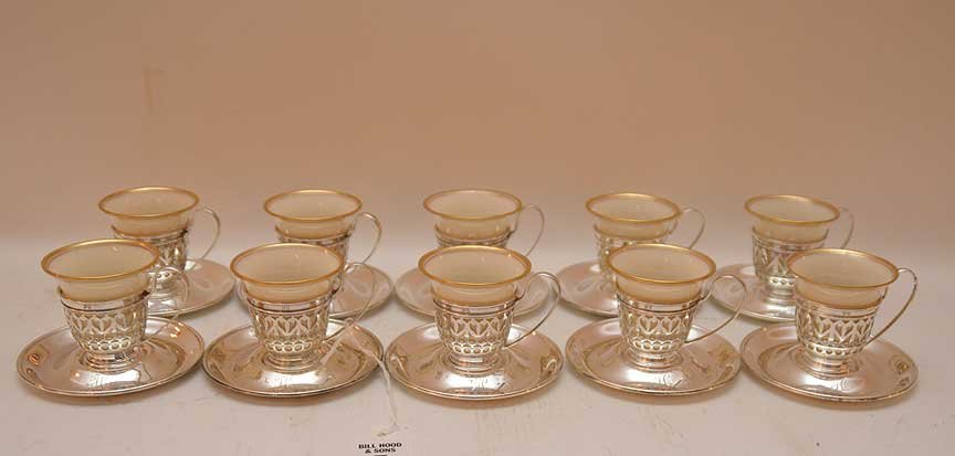 10 Gorham Sterling Cup's & Saucers With Lenox Porcelain (1 of 6)