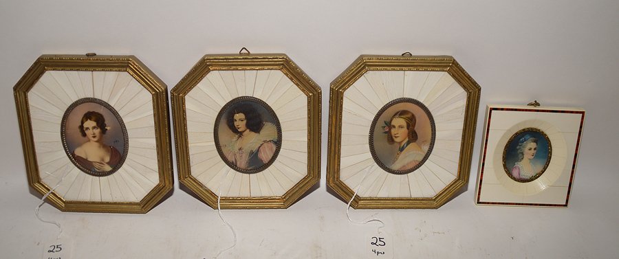 3 Miniature Portraits.  Each 7"" x 6 1/2"" including (1 of 6)