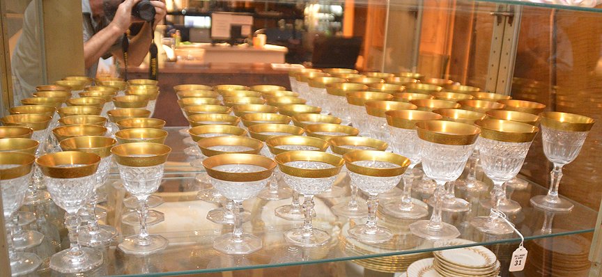 40 Pieces Crystal Stemware with gold rims.  Each signed (1 of 2)