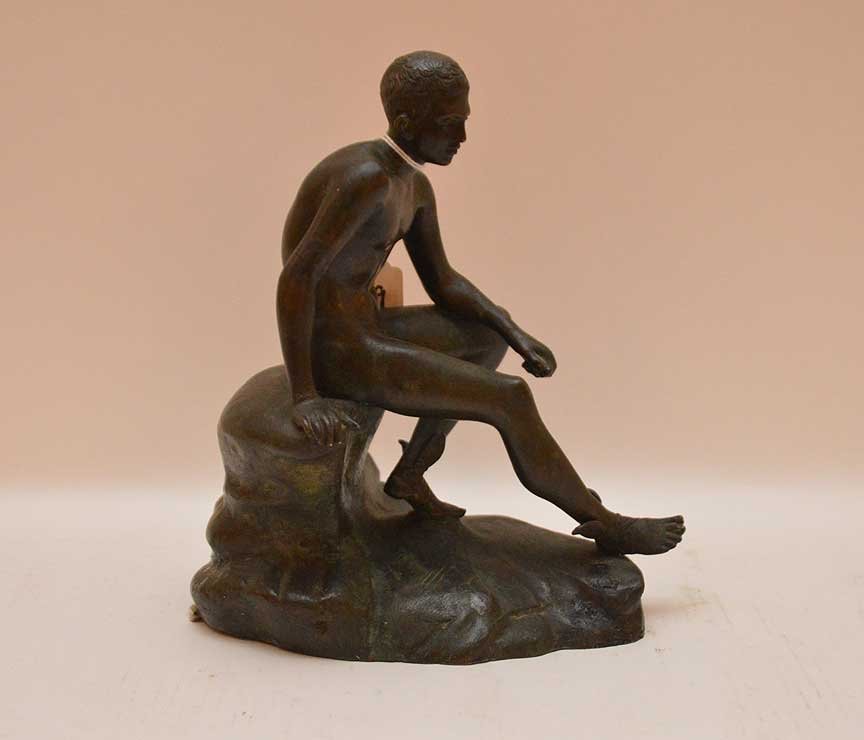 Antique Bronze of Mercury, possibly a grand tour piece,: Antique Bronze of Mercury, possibly a grand tour piece, 8""h x 6 1/2""w