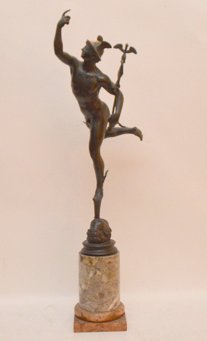 Antique ""Mercury"" bronze Sculpture on marble base, (1 of 6)