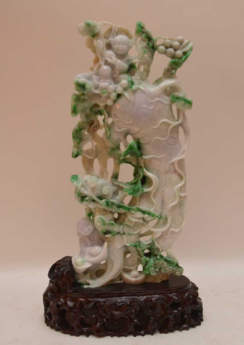 White & green jade figural group, 12""h (1 of 6)