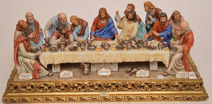 A CAPODIMONTE PORCELAIN GROUP OF THE LAST SUPPER, 2ND (1 of 7)
