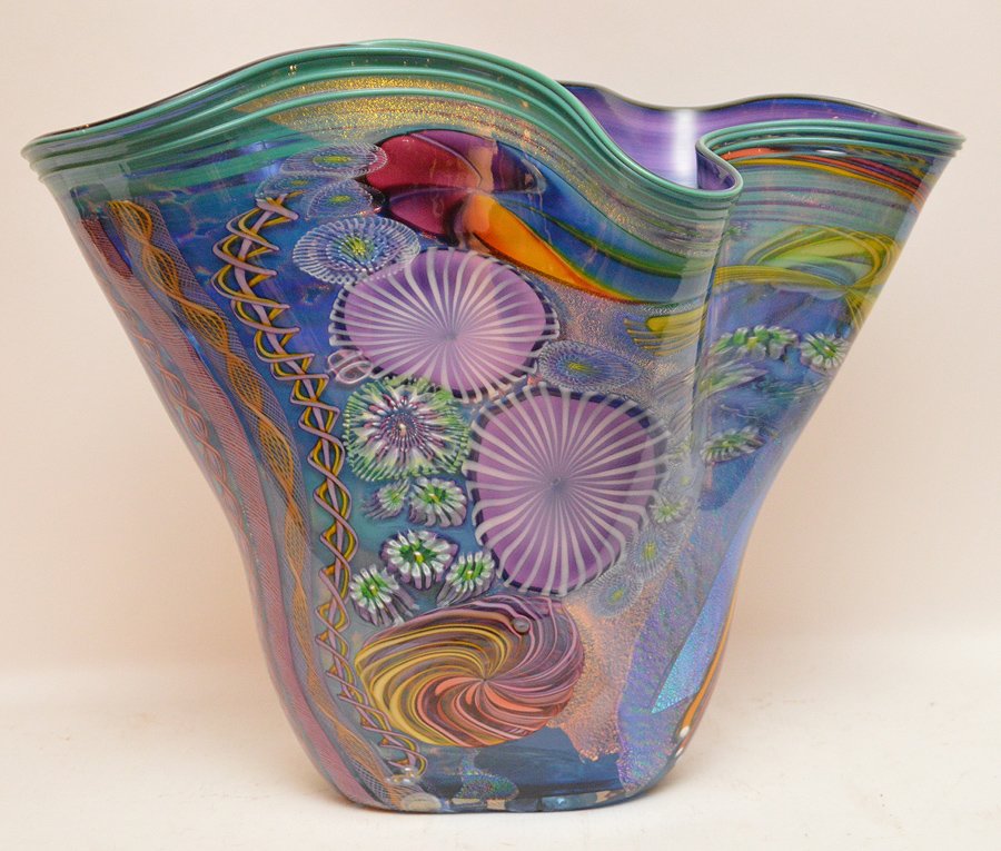 James Nowak Large free form art glass sculpture, Etched (1 of 9)