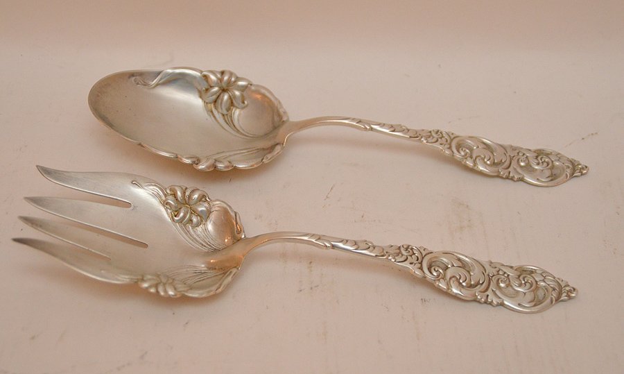 Amston sterling 2 pc. Salad set, Gladstone pattern, (1 of 3)