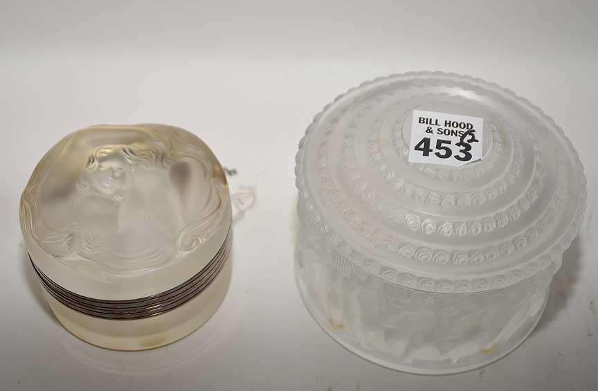 2 Lalique France covered boxes, hinged (2"h x 3 1/8"w) (1 of 2)