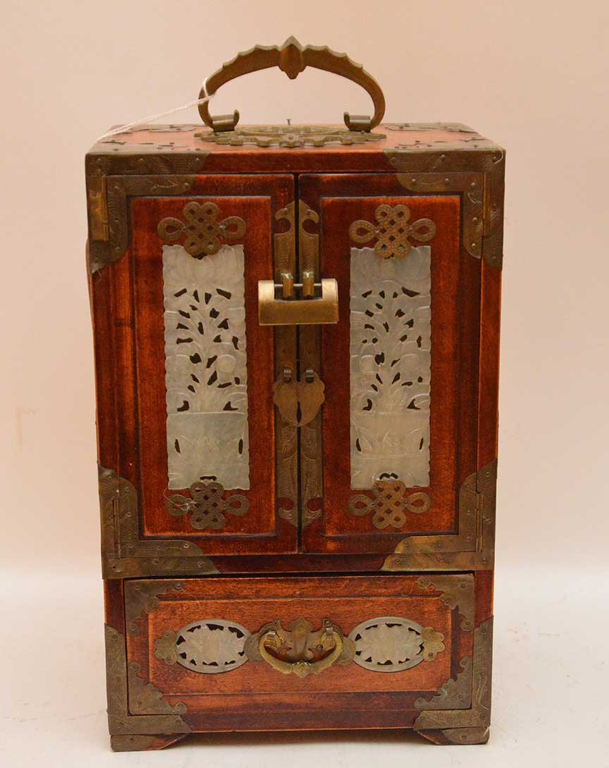 Chinese footed mini cabinet, ca. 1900, 12 1/4"h x 8"w x (1 of 6)
