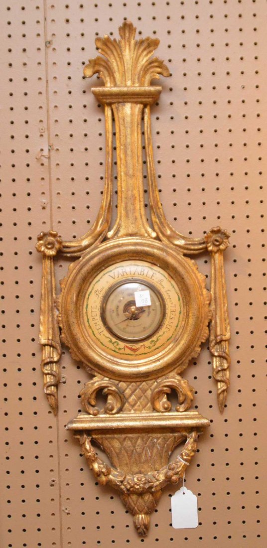 Carved giltwood Barometer, 35"h x 13"w (1 of 5)